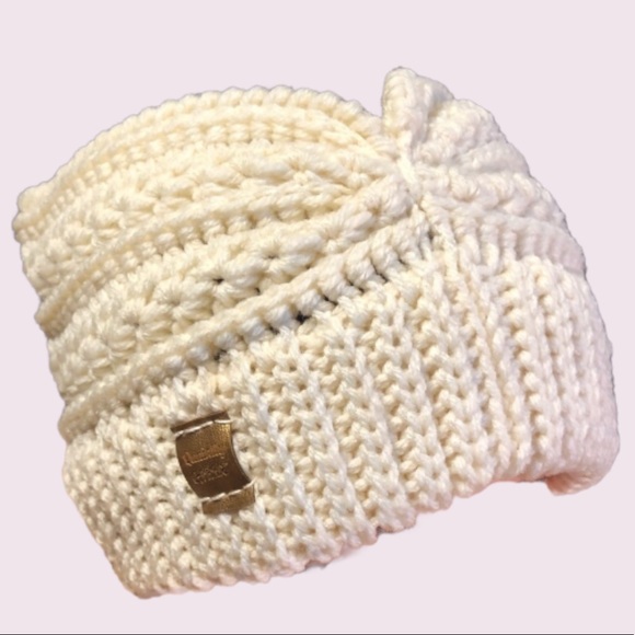 Ear warmer Bun Beanie Headband Winter Hat Off-White - Picture 6 of 8